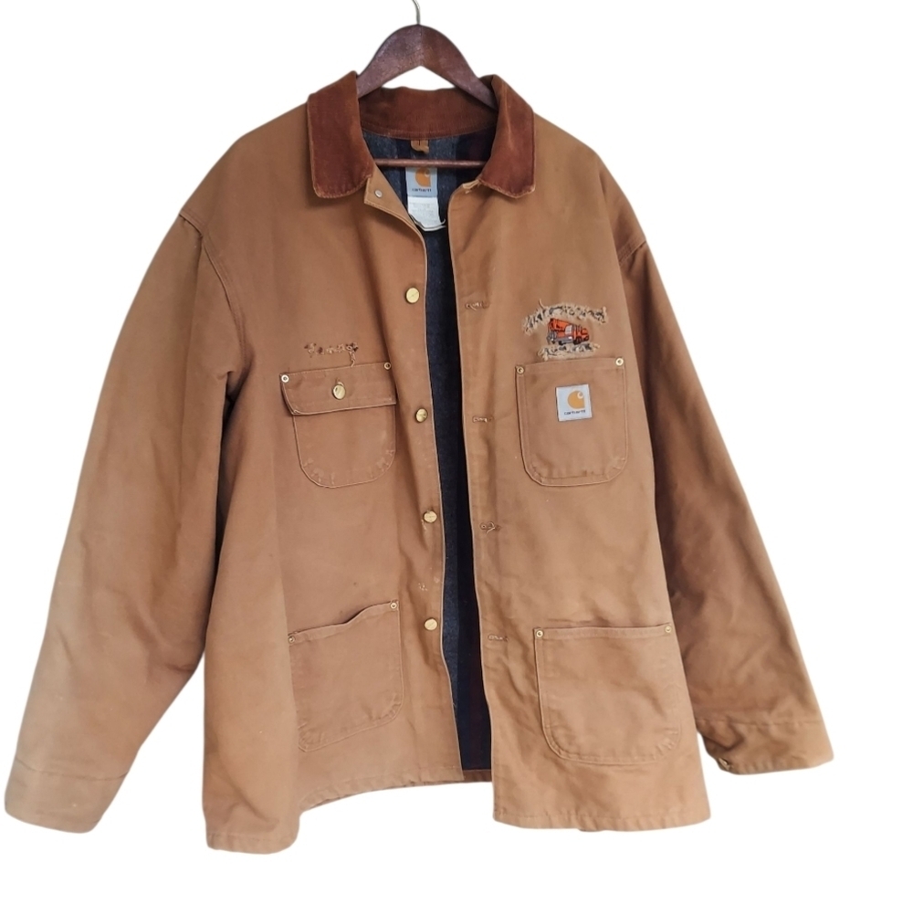 Vintage Carhartt C01 BRN Blanket Lined Chore Coat Work Jacket USA Made